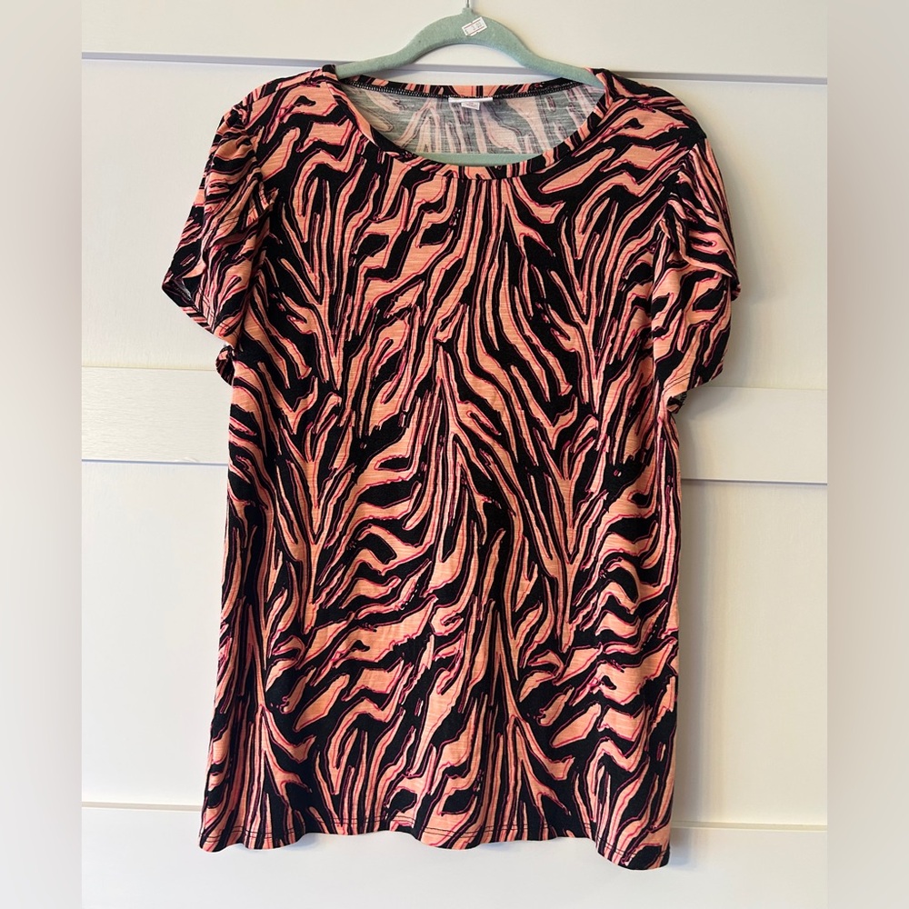 LuLaRoe Pink and Black Abstract Top